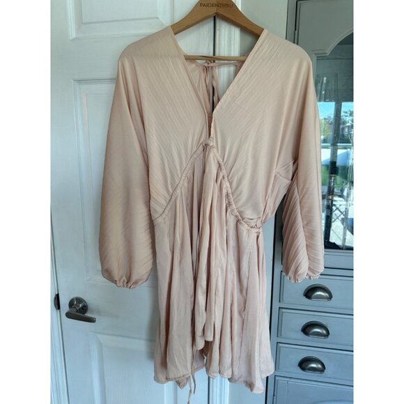 Free People Women's Medium Arzel Dress Mini Light Pink Boho - Picture 2 of 9